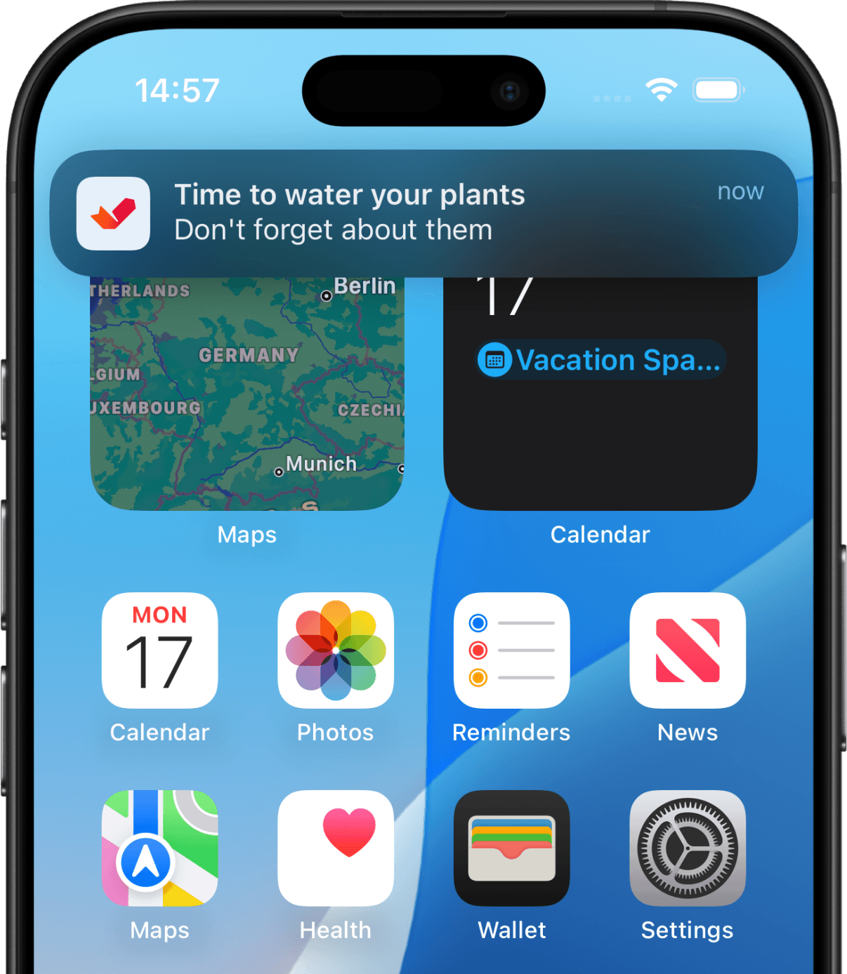 Phone with a notification open